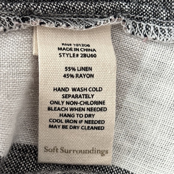 Soft Surroundings Plaid Check Linen Blend Button Up Shirt Back Zip Lagenlook M - Picture 8 of 15